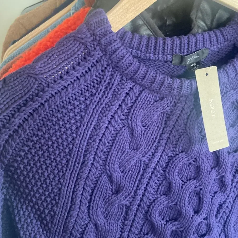 J. CREW Cable Knit Sweater Purple  XS AK157
